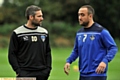 Athletic interim boss David Dunn (l) and Lee Croft on the training ground. 
