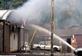 FIREFIGHTERS tackle the workshop blaze