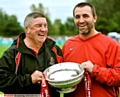 plenty to smile about: Oldham coach Scott Naylor (right) and assistant coach Lee Spencer.