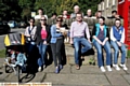 EN-ROUTE . . . Peter Davys (front, centre) with FSB members and friends at the Diggle Hotel