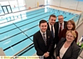 ANYONE fancy a swim? Oldham Council leader Jim McMahon, Stuart Lockwood (OCL chief executive), Anthony Dillon (managing director of contractor Willmott Dixon), and councillors Barbara Brownridge and Jean Stretton visit the new centre