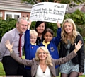 Harry’s mum Debbie (front) with (from the left) St Luke’s head teacher Ian Walsh, head boy Charlie White, healthy schools co-ordinator Ann Trickett, head girl Lilia Mercado and Harry’s sister Emily