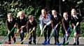 JOLLY hockey sticks . . . (from left) Billy Swindell, Demi O'Regan, Kavanagh Warner, Nicola White, Rosie Prince, Hannah Bailey and Erin Firby