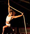 DAZZLING aerial silk performers who will be suspended from a crane