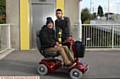 Tony Wrigglesworth, aged 65, was stranded on the platform at, Freehold, Metrolink station, Oldham, when the lifts went out of order and could not get down the steps on his mobility scooter. Tony was on his way to a karaoke night at the Dog Inn, Chadderton. Picture shows, L/R, Tony Wrigglesworth, Farek Rahman, aged 20, who came to to the aid of Tony who suffers from chronic obstructive pulmonary disease.
