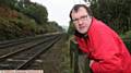 CONCERN . . . David Wheeler on the pedestrian crossing at Moorgate in Uppermill