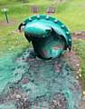 DESTROYED . . . The children's play slide in Dogford Park targeted by arsonists