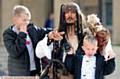 PIRATES of the Caribbean . . . Loz Copping as Jack Sparrow meets (left) Billy Jackson (8) and Carson Jackson (4)
