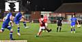 WHAT A BEAUTY . . . Lee Erwin scores Athletic's second goal at the Highbury Stadium