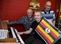 Six organists from Oldham take part in organ recital at St Andrew's Methodist Church, Shaw to raise funds for Elizabeth Owen's trip to Uganda. Pictured here is Elizabeth Owen with two of the six organists (l-r) Elizabeth's dad Peter Owen and Ian Wolstenholme