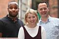 Oldham Pride nomination. Pic shows from the left, Eric Osazee, volunteer co-ordinator, Clare Boyle, young carer support worker, Martin Sutton, project manager. All from the Young Carers Project, Oldham.
