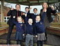 TOP class . . . head teacher Chris Hanson and deputy head Helen Williamson with (clockwise from left) Mollyrose Meyer, Joseph Cassell, Haider Mahmood, Martyna Lukaszewska and Matthew Fold
