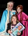 FROZEN . . . Elsa, Evie McCoy (best dancer at the switch on) and Anna in Shaw