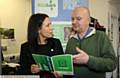 MP Debbie Abrahams discussing the new fuel scheme with Oldham food bank manager, Andrew Barr