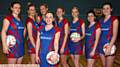 AT THE READY . . . Oldham Netball Club's Premier League team line up before their match against Turnford. Kerry Almond (left), Abigail Tyrrell, Krista Enziano, Emma Dovey, Kathryn Turner, Amelia Hall, Lucy Stevenson. Maria McAndrew (front).