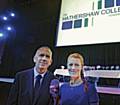 NICOLA White with Hathershaw College principal Dave McEntee at the school's annual presentation evening at the Queen Elizabeth Hall