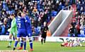 WHAT A BEAUTY . . . Billy Mckay is congratulated by fellow goal scorer Ryan Flynn as Athletic head towards victory in the FA Cup