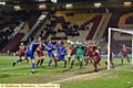 SO CLOSE . . . Athletic captain Liam Kelly (left) sees a late header saved as his side push for an equaliser. 