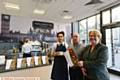 Newly-opened Parliament Square Cafe and Deli. Left to right, Shanay Pilgrim, owner Ross McGivern, Oldham Council leader Jean Stretton.