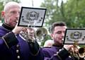 Brighouse and Rastrick brass band performing in the Whit Friday brass band contest at Grotton..