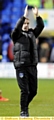 THANKS: Athletic manager John Sheridan claps the visiting fans after his side’s 1-0 win.
