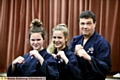 Daughters Caitlin (left) and Mia O’Connor strike a pose alongside their father, Pat.