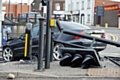 The Mercedes ploughed through road furniture at the junction