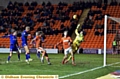 WHAT A CHANCE . . . new signing Curtis Main puts his late header from close range over the crossbar. 