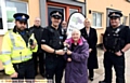 POLICE receive the bodycams from First Choice Homes. From left, PCSO Imran Ahmed, resident Harry Taylor, PC Damieon Pickles, residents Andy Gregori and Jessie Perrin, FCHO community safety officer Stephanie Booth and Sgt Danny Atherton