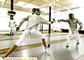 Jacob Tully (left) and Rick Kent practise their swordplay