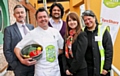 Pictured at the launch of Tesco’s Community Food Connection programme, which will help to reduce food waste, are (from the left) Mark Corcos, store manager at East Didsbury Tesco; Tesco chef Adam Palmer, Kush Chottera, executive director of community development charity Europia; Marzena Niemi, trustee at Europia; and Miranda Kaunang, development manager of Fareshare Greater Manchester