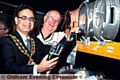 BARREL of laughs . . . Oldham Mayor, Councillor Ateeque Ur-Rehman, with organiser Peter Sheldon
