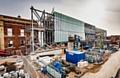 IMPRESSIVE development . . . the Clegg Street side showing the modern glazed light-box under construction