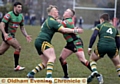 Waterhead Warriors (stripes) v Oldham St Annes

James Shaw of St Annes and Niall Dunnington-Wallcae of Watehead clash