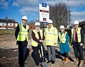 HIGHLY-anticipated development on former school site: (l-r) Ben Hill, principal regeneration officer (residential), leader of Oldham Council, Jean Stretton, Brendan Blythe, regional director for Galliford Try Partnerships, Sian Pitt, sales manager, Linden Homes North-West and Simon Parr, contracts manager for Galliford Try Partnerships.