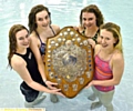 ALL SMILES: The Saddleworth School team were victorious in the Brown Shield relay. Pictured are team members Gemma Croft (left), Charlotte Bacon, Kate Leddy, Ruby Jones. 