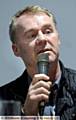 MAN BEHIND THE MIC . . . Athletic fans turned out in force last night when boss John Sheridan talked at length about Latics and his football career.