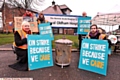 WALKOUT . . . (rear, from left) Geoff Brown (Manchester Trades Council), Jane Stratton (junior doctor), and Alistair Stewart (consultant psychiatrist). Front: Gail Bradshaw (Oldham Trades Council) and Rory Hicks (junior doctor)