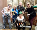 SheSheds, new DIY group for women, first meeting at Springhead Community Centre. Pic shows instigator Barbara Beeley (front centre) with left to right, Sandra Bridgehouse, Lynn Griffin, Tony Frampton (Men In Sheds), Christine Wilson (Saddleworth and Lees district team community development officer).