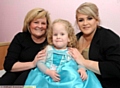 Millie Moran with gran Vicky Shaw and mum Heather Clarke