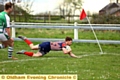 Alex Jobson gets on the end of Gareth Barber's kick to score a try for Oldham