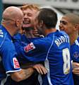 PURE JOY . . . Chris Taylor celebrates his goal for Athletic against Millwall in 2009.