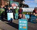 STRIKE action... Kirsty MacLean leads the junior doctors on the picket line at the Royal Oldham Hospital.