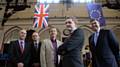 From left: Oldham Hulme Grammer Principal Craig Mairs, Chair of debate Nick James Deputy Principal Oldham Hulme Grammar, Chris Davies former MEP North West for the In campaign, Head Boy and organiser of the event Luke Lancaster and Graham Brady MP for Brexit campaign