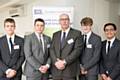 FOUR students at Hulme Grammar Schools competed in the final of the ifs (Institute of Financial Studies) Stock Market Challenge. Left to right, Ben Knightley, James Stott, teacher Paul Langdon, Jack Brierley, Varun Jain