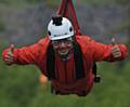 The Mayor of Oldham's Zip Wire Challenge at Penrhyn Quarry, Bethesda, North Wales. PIC shows  Mayor Ateeque Ur-Rehman on first zip wire.