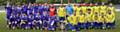 MOTD - Oldham Sunday League Div 1 Shield Springhead (purple) v Royton (yellow). (l-r) Springhead captain Daniel Gordon and Royton captain Michael 'Carrot' Garrett and teams
