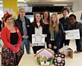 Greater Manchester College Art and Design competition, held at Oldham College. Winners Hopwood Hall left to right, Denise Bowler (judge, the Whitworth), Morgan Tunnicliffe, Natasha Openshaw, Rachel Wrigley (judge, Paper Gallery), Nicole Jenkinson, Lee Ashworth (judge, HOME), Carly Kalonji. 