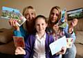 Keira-Louise Arnold (8) is collecting postcards in a bid to raise money for Dr. Kershaw's Hospice, via an appeal on Facebook. Pic with her grandmother Julie Smith (left) and mother Stacey Arnold (right).