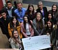 Oldham Sixth Form College students and staff present £672 to Dr Kershaw's Hospice. PIC shows Cheryl Calverley (with cheque on left) from Dr Kershaw's and students and staff. 